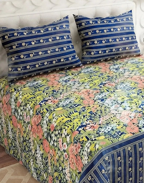 Dynasty 3-Piece Premium Cotton King Size Bedsheet with Pillow Covers