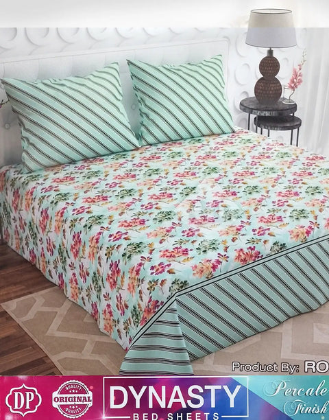 Dynasty 3-Piece Premium Cotton King Size Bedsheet with Pillow Covers