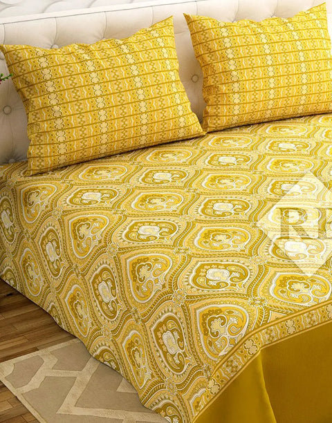 Dynasty 3-Piece Premium Cotton King Size Bedsheet with Pillow Covers