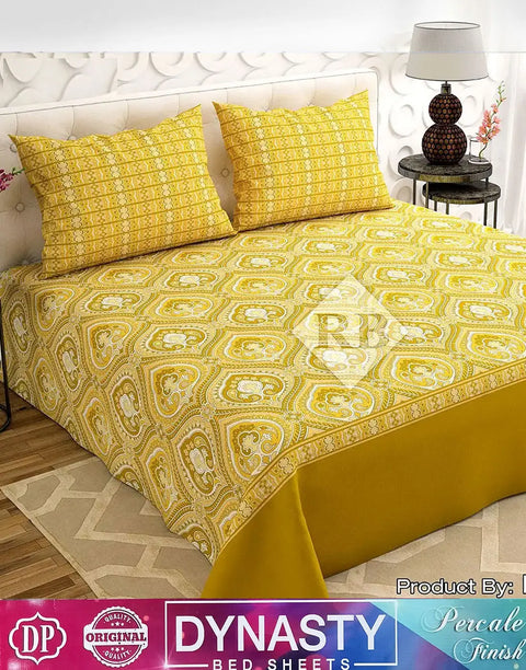 Dynasty 3-Piece Premium Cotton King Size Bedsheet with Pillow Covers