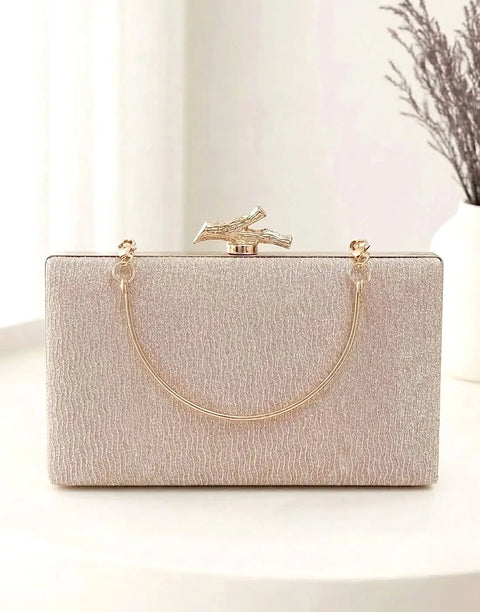 Elegant Tree Branch Clasp Rectangular Evening Clutch & Wedding Guest Minaudiere