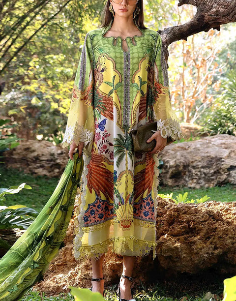 All-Over Print Embroidered EID Lawn Dress with Chiffon Dupatta