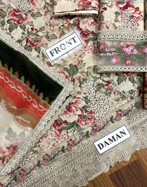 Luxury Schiffli Embroidered EID Lawn Dress with Emb. Chiffon Dupatta