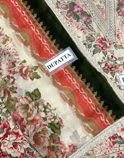 Luxury Schiffli Embroidered EID Lawn Dress with Emb. Chiffon Dupatta