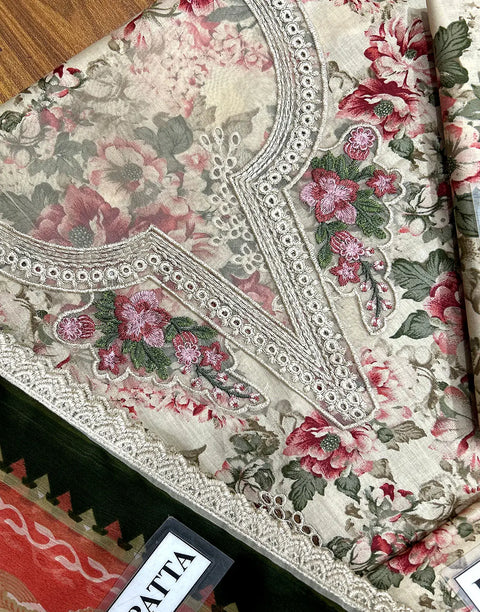 Luxury Schiffli Embroidered EID Lawn Dress with Emb. Chiffon Dupatta