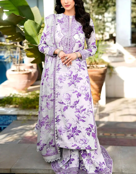 Aneela's All-Over Print 9mm Sequins Embroidered Lawn Dress with 4-Side Emb. Chiffon Dupatta