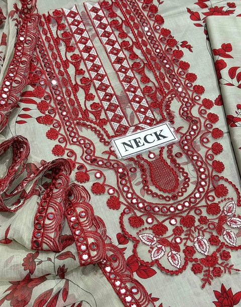 Aneela's All-Over Print 9mm Sequins Embroidered Lawn Dress with 4-Side Emb. Chiffon Dupatta