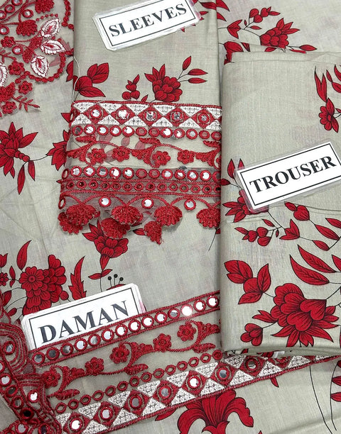 Aneela's All-Over Print 9mm Sequins Embroidered Lawn Dress with 4-Side Emb. Chiffon Dupatta