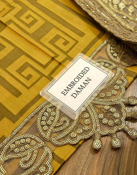 All-Over Print Embroidered EID Lawn Dress with 4-Side Emb. Chiffon Dupatta