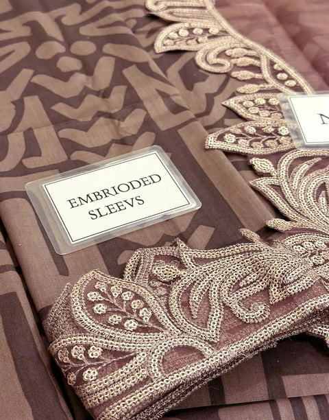 All-Over Print Embroidered EID Lawn Suit with 4-Side Emb. Chiffon Dupatta