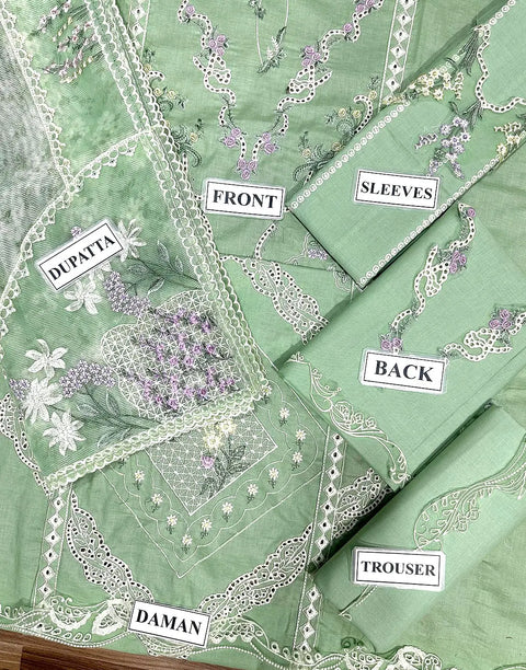 Luxurious Schiffli Embroidered EID Lawn Dress with Emb. Khaddi NET Dupatta