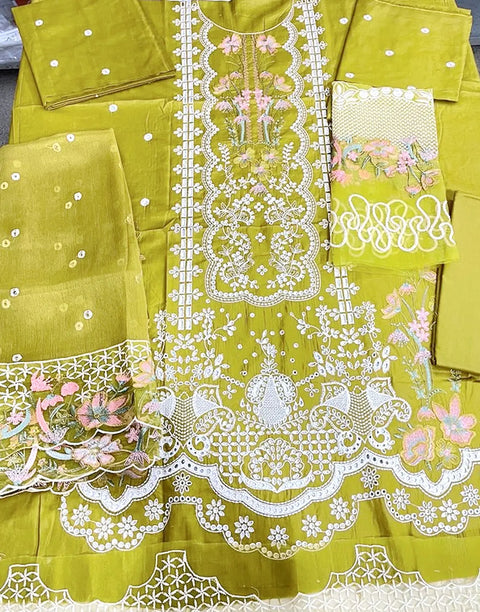 Luxury Schiffli Embroidered EID Lawn Dress with Emb. Chiffon Dupatta