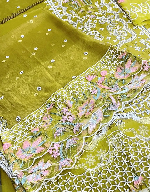 Luxury Schiffli Embroidered EID Lawn Dress with Emb. Chiffon Dupatta