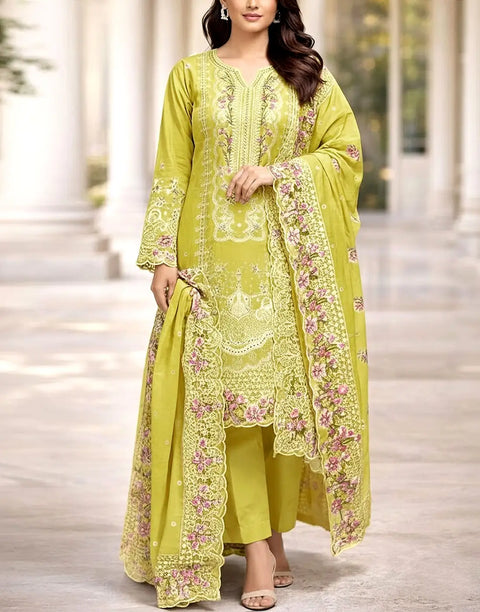 Luxury Schiffli Embroidered EID Lawn Dress with Emb. Chiffon Dupatta