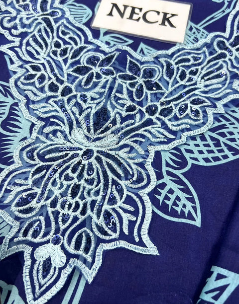 Trendy All-Over Print Embroidered EID Lawn Suit with Emb. Chiffon Dupatta