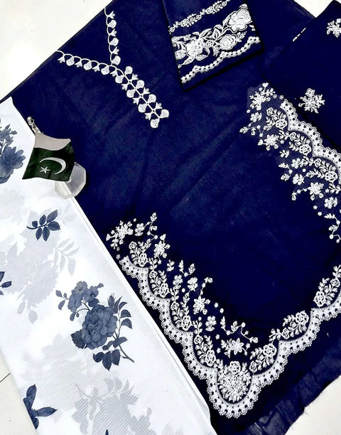 Trendy Embroidered EID Lawn Suit for Girls with Digital Print Banadora Dupatta