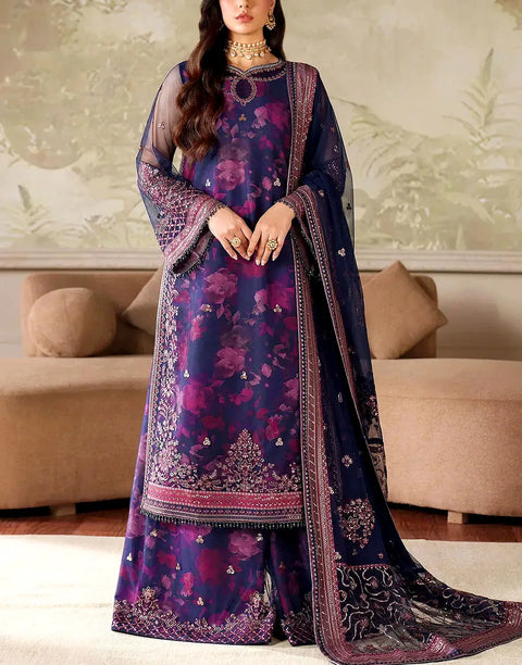 Luxurious Embroidered EID Lawn Dress with Emb. Organza Dupatta