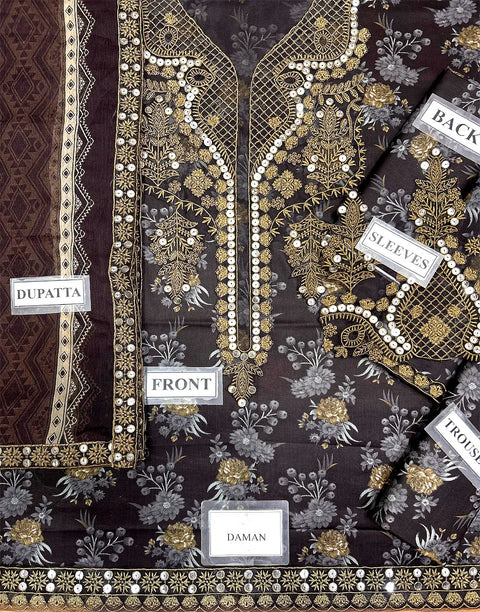 Luxury 9mm Sequins Embroidered EID Lawn Suit with Emb. Chiffon Dupatta