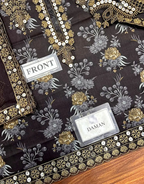 Luxury 9mm Sequins Embroidered EID Lawn Suit with Emb. Chiffon Dupatta
