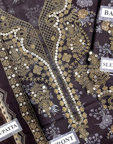 Luxury 9mm Sequins Embroidered EID Lawn Suit with Emb. Chiffon Dupatta