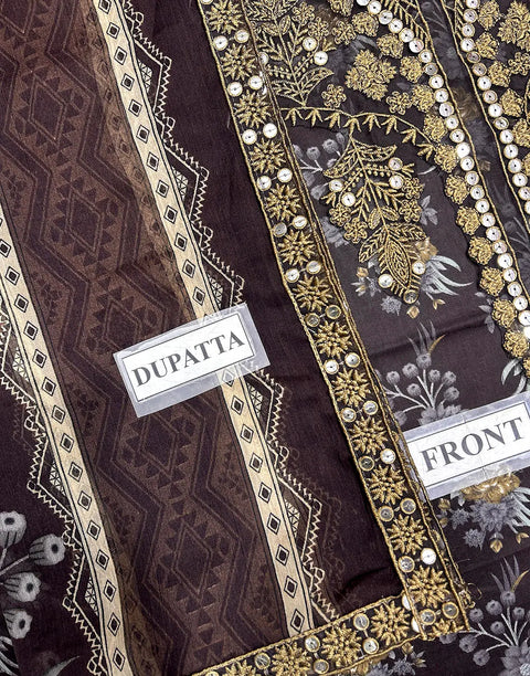 Luxury 9mm Sequins Embroidered EID Lawn Suit with Emb. Chiffon Dupatta