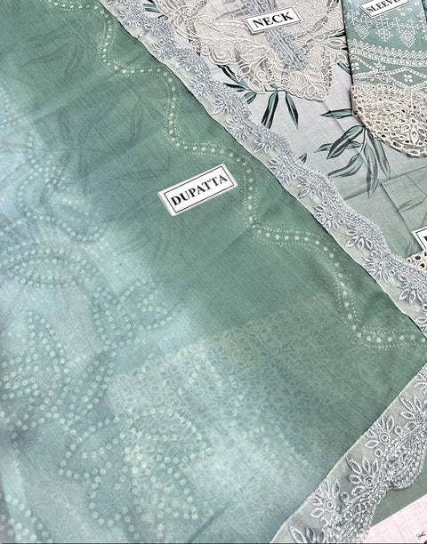 Trendy Elegant Embroidered Lawn Dress with 4-Side Emb. Chiffon Dupatta