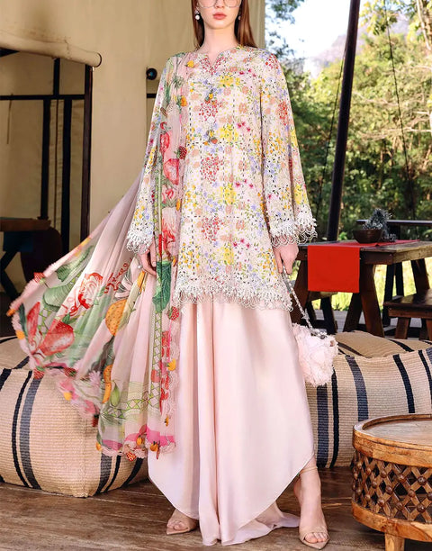 Heavy Schiffli Embroidered Lawn Suit for Girls with Emb. Chiffon Dupatta