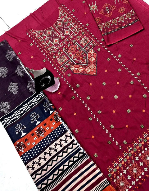 Heavy Embroidered EID Lawn Dress with Digital Print Bana Dora Dupatta