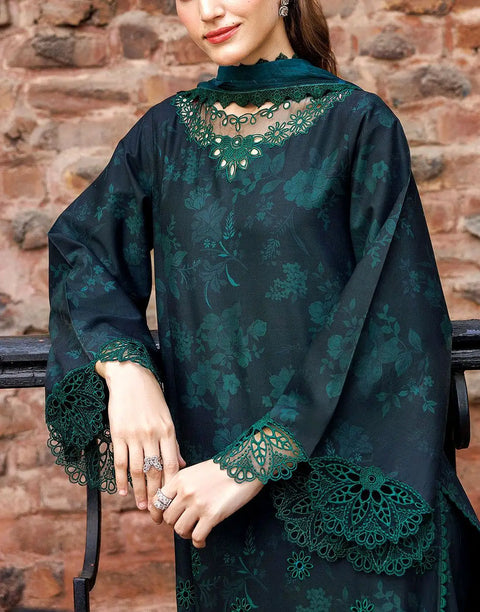 All-Over Print Schiffli Embroidered Lawn Dress with Emb. Chiffon Dupatta