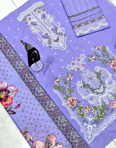Heavy Schiffli Embroidered Lawn Dress with Digital Print Banadora Dupatta