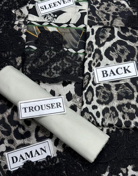 Trendy Digital Leopard Print Embroidered Lawn Dress with Printed Chiffon Dupatta
