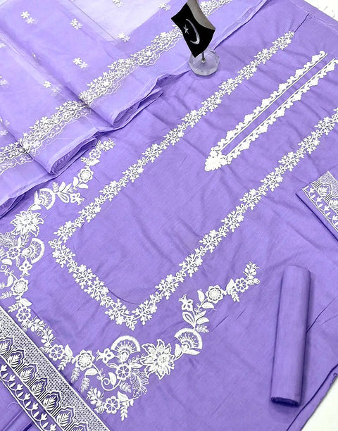 Elegant Heavy Embroidered Lawn Dress with Emb. Organza Dupatta