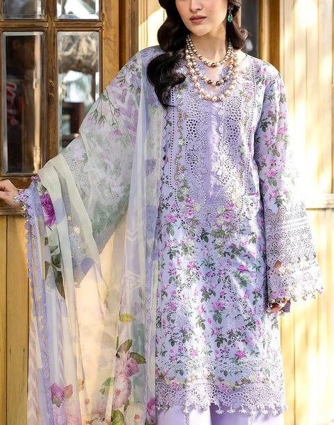 Trendy Schiffli Embroidered Lawn Dress Design with Printed Silk Dupatta