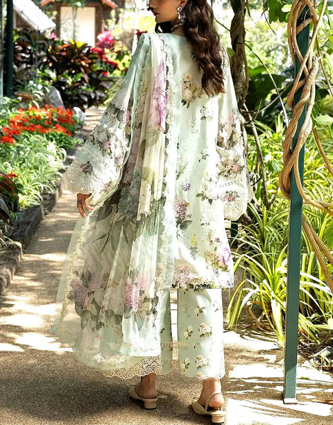 All-Over Print Embroidered Summer Lawn Dress with Emb. Chiffon Dupatta