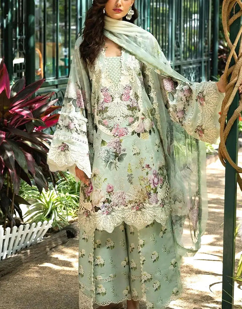All-Over Print Embroidered Summer Lawn Dress with Emb. Chiffon Dupatta