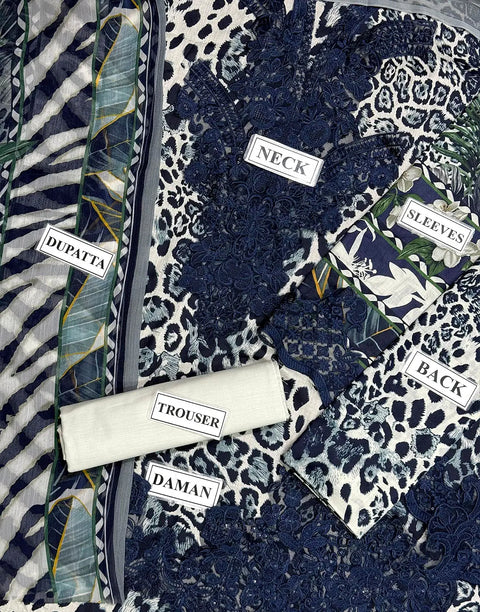 Trendy Digital Leopard Print Embroidered Lawn Suit with Printed Chiffon Dupatta