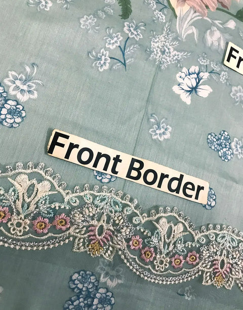 All-Over Print Embroidered Lawn Dress Design with Emb. Chiffon Dupatta