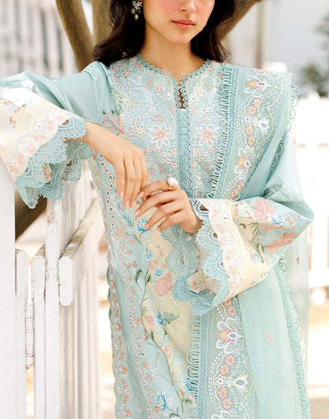 All-Over Print Embroidered Lawn Dress Design with Emb. Chiffon Dupatta