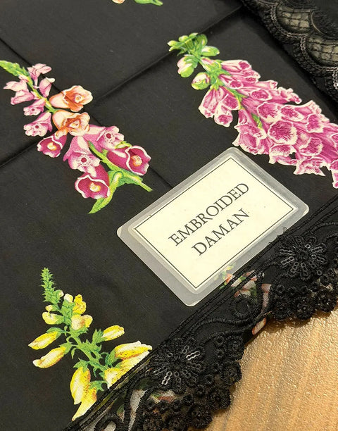 All-Over Print Embroidered Lawn Dress Design with Emb. Chiffon Dupatta