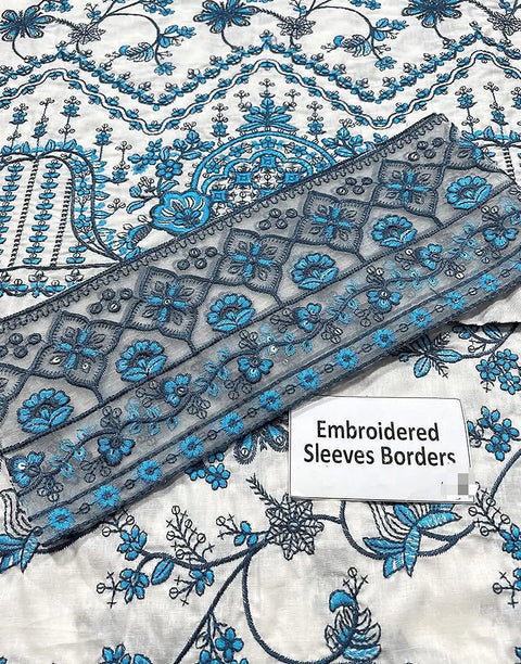 Luxury Embroidered Lawn Maxi Dress with Emb. NET Dupattta - Most Hit 2026 Design