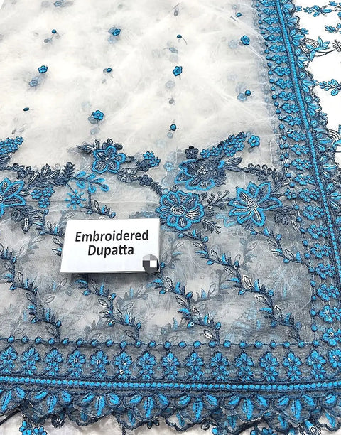Luxury Embroidered Lawn Maxi Dress with Emb. NET Dupattta - Most Hit 2026 Design