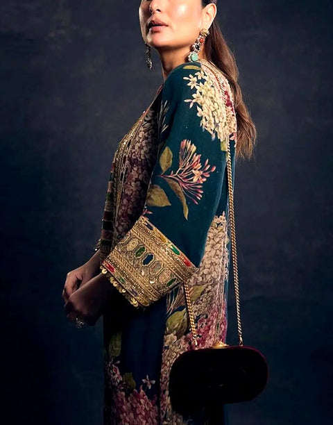 Designer Inspired All-Over Print Embroidered Lawn Dress with 4-Side Emb. Chiffon Dupatta