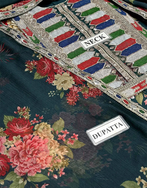 Designer Inspired All-Over Print Embroidered Lawn Dress with 4-Side Emb. Chiffon Dupatta