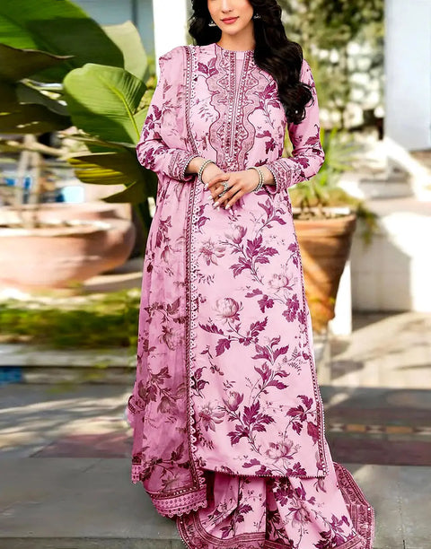 Aneela's All-Over Print 9mm Sequins Embroidered Lawn Dress with 4-Side Emb. Chiffon Dupatta