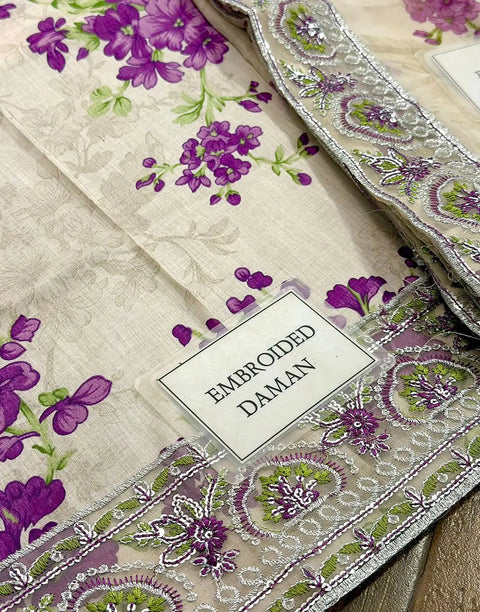 All-Over Print Embroidered EID Lawn Dress with Emb. Chiffon Dupatta