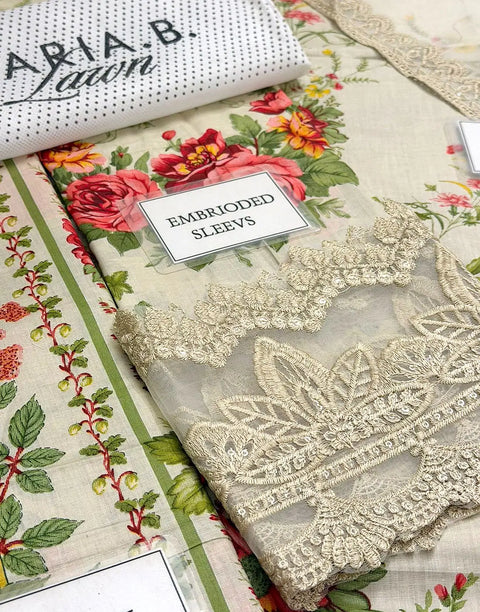 All-Over Print Embroidered EID Lawn Dress with Emb. Chiffon Dupatta
