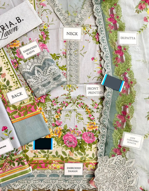 All-Over Print Embroidered EID Lawn Suit with Emb. Chiffon Dupatta