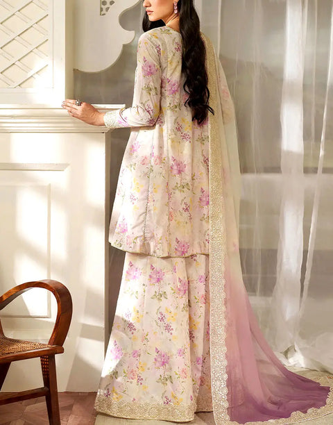 All-Over Floral Print Embroidered Lawn Dress 2026 with Emb. Chiffon Dupatta