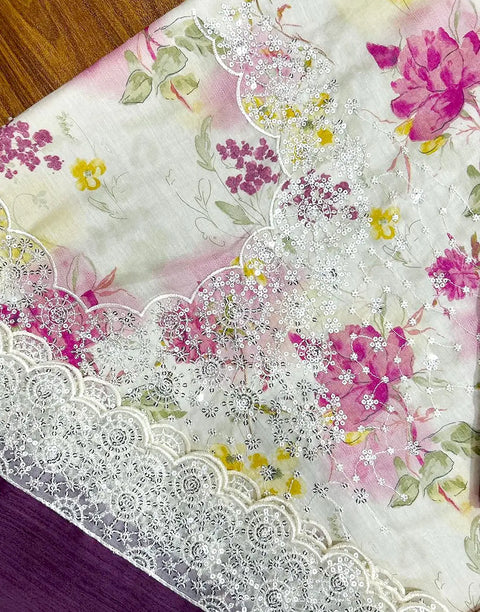 All-Over Floral Print Embroidered Lawn Dress 2026 with Emb. Chiffon Dupatta
