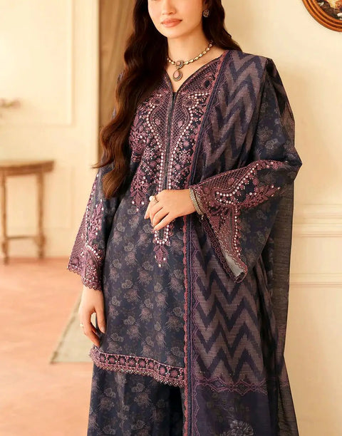 All-Over Print Embroidered EID Lawn Dress with Chiffon Dupatta
